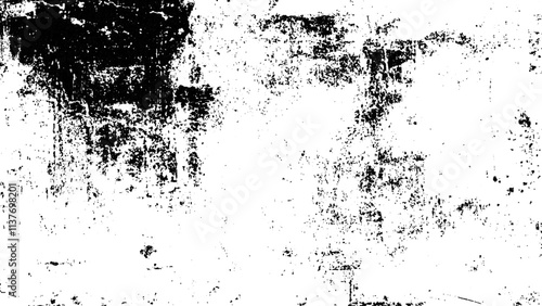 Grunge black and white urban vector texture. design brush strokes. Overlay texture. Faded black-white dyed paper texture. Sketch grunge design. Use for poster, cover, banner, mock-up, stickers layout.