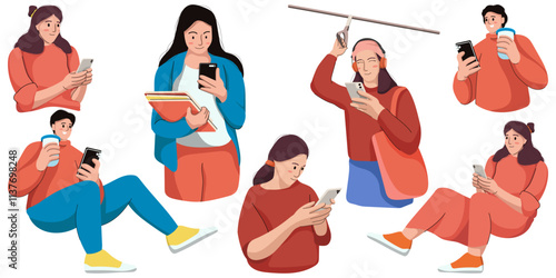Set of People Holding Phone
