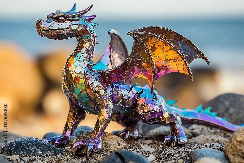 Colorful Mythical Dragon Creature Rendered in Vibrant Fantasy Art Style Colorful Mythical Dragon Creature Rendered in Vibrant Fantasy Art Style
