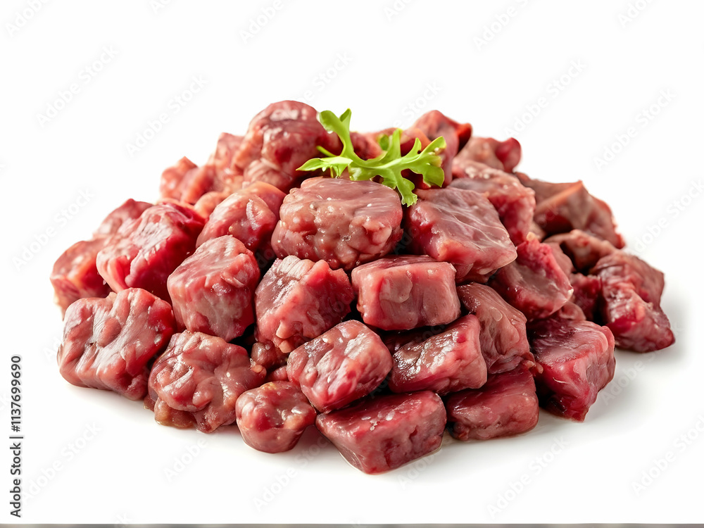 raw minced meat on a white background raw minced meat on a white background