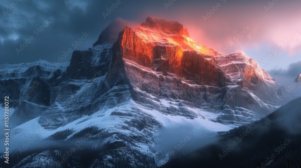 Erupting mountain landscape majestic rockies nature photography dramatic lighting awe-inspiring view natural wonders