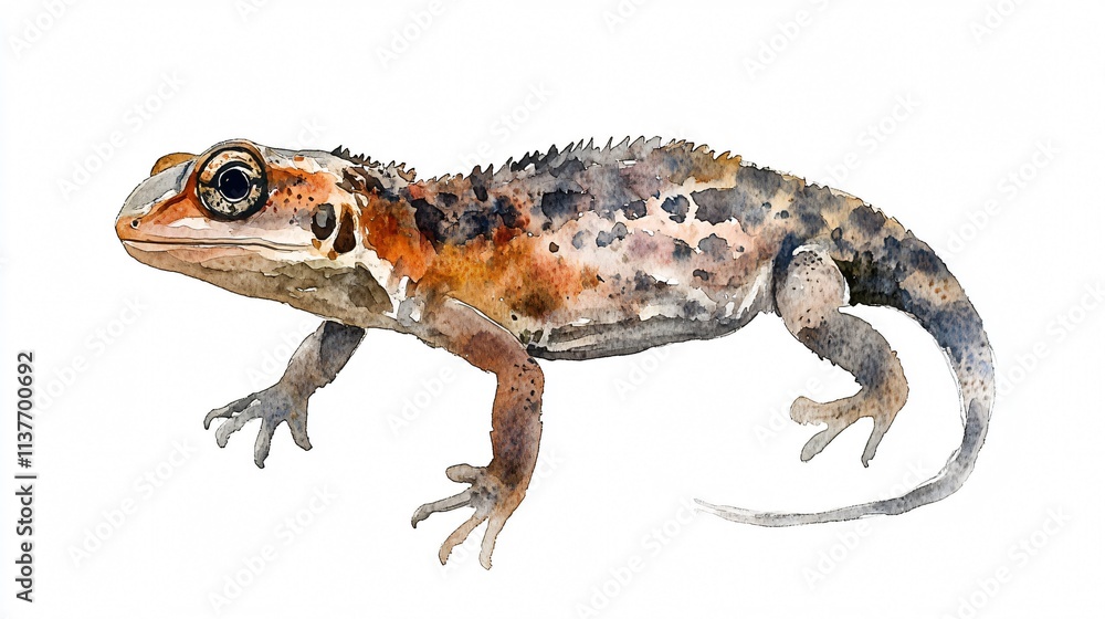 Naklejka premium Watercolor Lizard: A Stunning Portrayal of Nature's Beauty