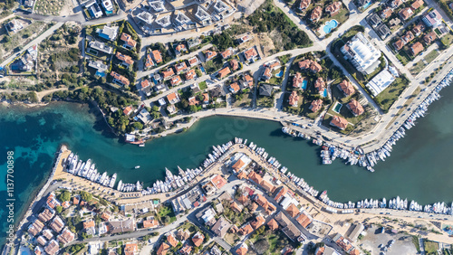 Dalyan Village drone view in Cesme Peninsula of Turkey photo