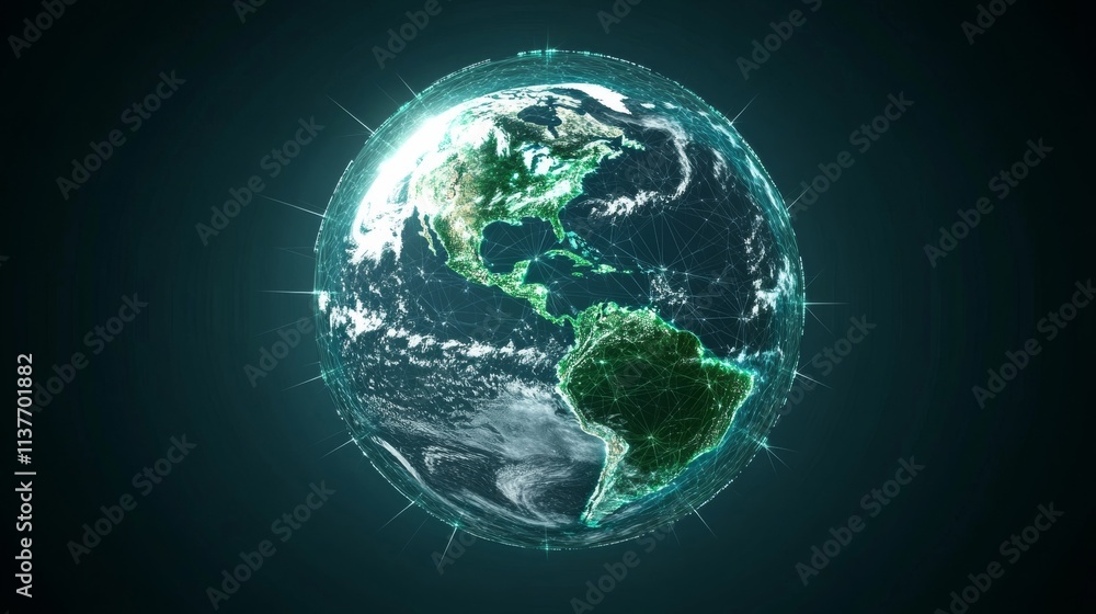 Fototapeta premium Digital map with global network connection dots