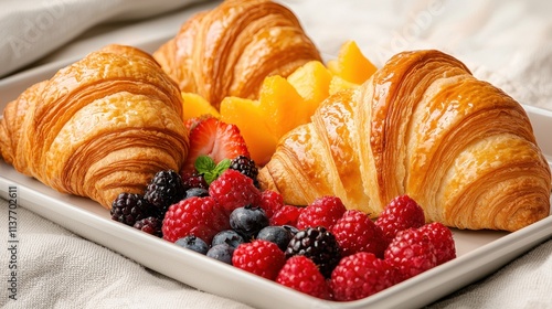 Wallpaper Mural Imagine waking up to the enticing aroma of fresh pastries and ripe fruits, laid out on a tray before you in bed Torontodigital.ca