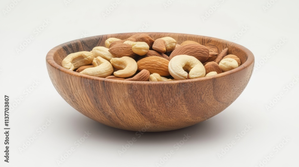 Assorted Nuts in Wooden Bowl - A Healthy and Delicious Snack Assorted Nuts in Wooden Bowl - A Healthy and Delicious Snack