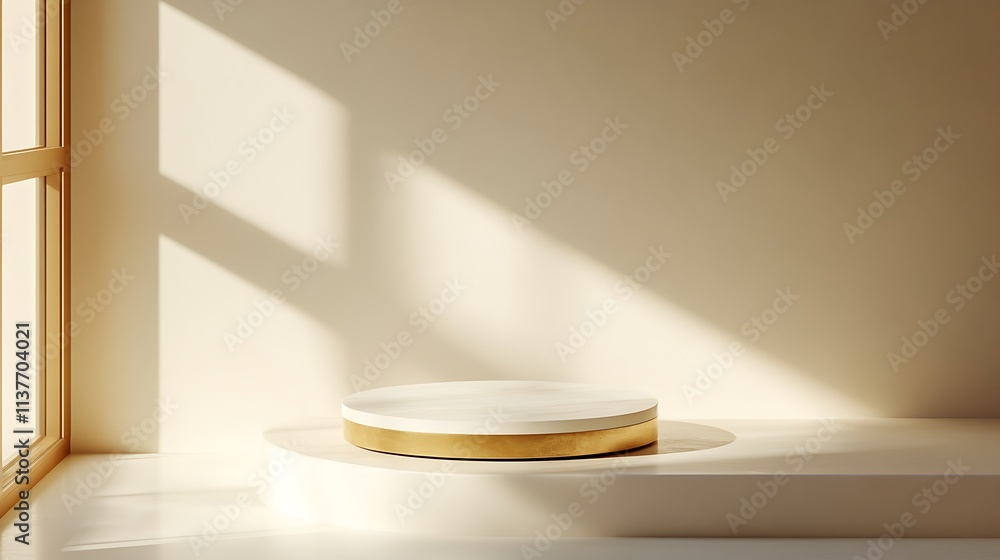 A podium with bold geometric layers, centered in a studio under soft warm light, gradient background transitioning from white to cream tones, modern and minimalist sophistication, hd quality, A podium with bold geometric layers, centered in a studio under soft warm light, gradient background transitioning from white to cream tones, modern and minimalist sophistication, hd quality,