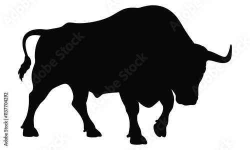 Fighting bull silhouette illustration isolated on a transparent background
