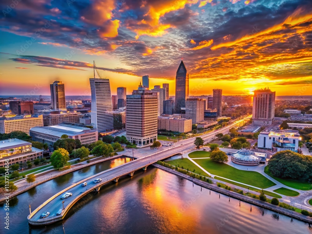 Obraz premium Milwaukee Skyline Drone Photography: Stunning Aerial Views of Wisconsin's Largest City