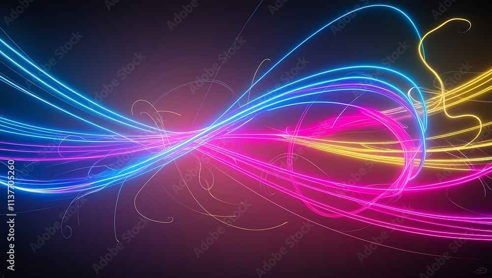 Naklejka premium Abstract colorful light trails background. Generative Ai.
