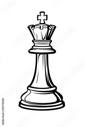 Black and white illustration of a chess queen piece.