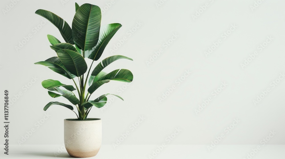 Serene Bird of Paradise Plant in Minimalist Setting Serene Bird of Paradise Plant in Minimalist Setting