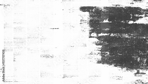 Vector white and black newspaper paper grunge vintage old aged texture. Vintage grunge newspaper collage background. Newspaper with old grunge vintage unreadable paper texture background.