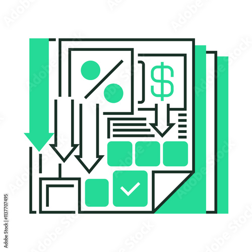 Tax Reduction Line Icon. linear style sign for mobile concept and web design. Outline vector icon.