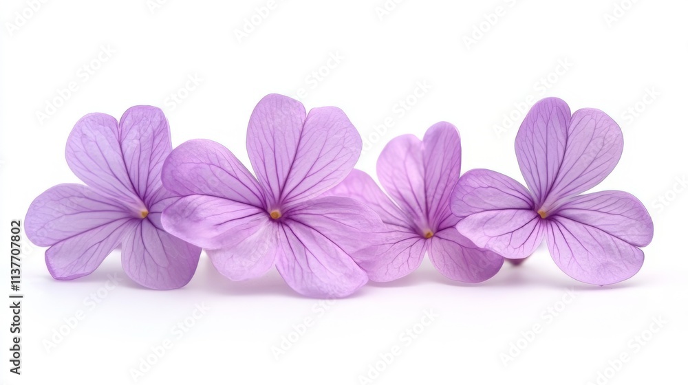 Obraz premium Delicate Purple Flowers on White Background