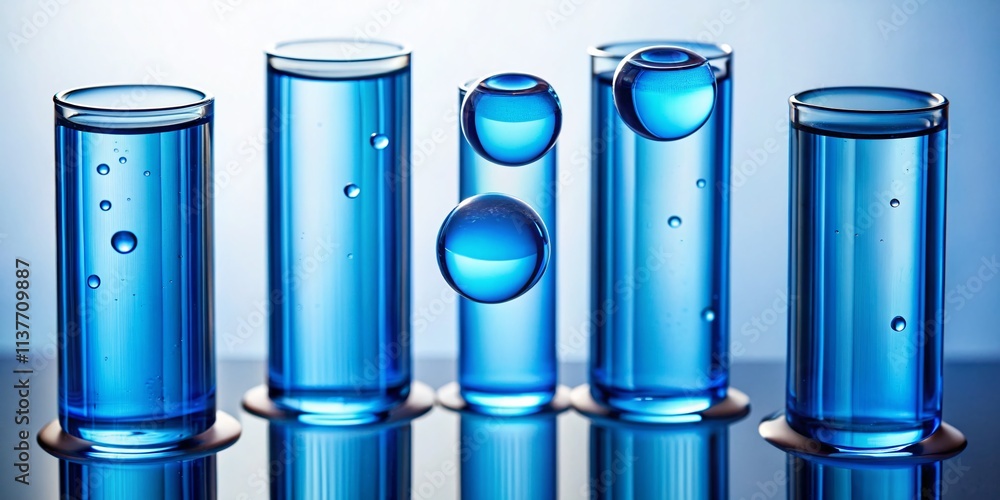 Minimalist Blue Test Tubes Water Droplet Science Lab Photography Minimalist Blue Test Tubes Water Droplet Science Lab Photography