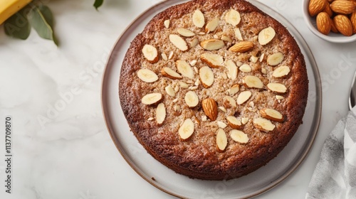 Scrumptious Almond Cake on a Plate