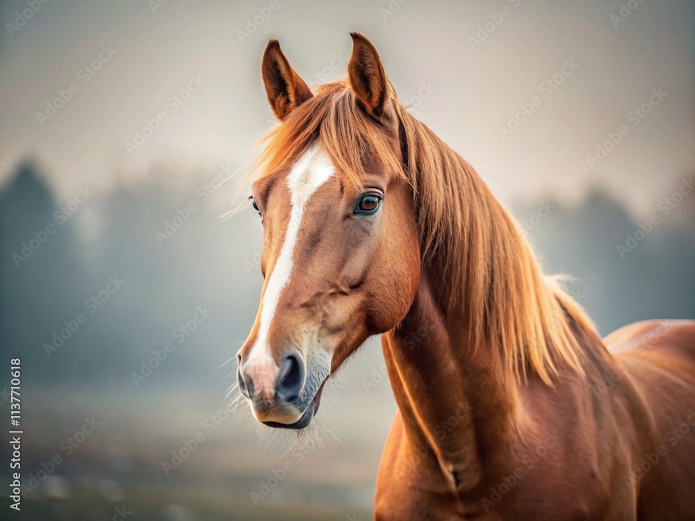 Obraz premium Minimalist Chestnut Horse Photography: Elegant Equine Portraits, Brown Horse Pictures, Simple Horse Images