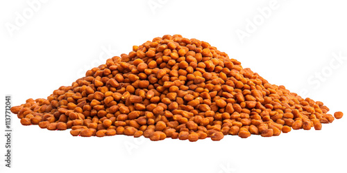 Spicy peanuts pile isolated on white or transparent background