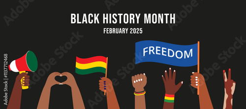 Black History Month Hands Gesture Banner