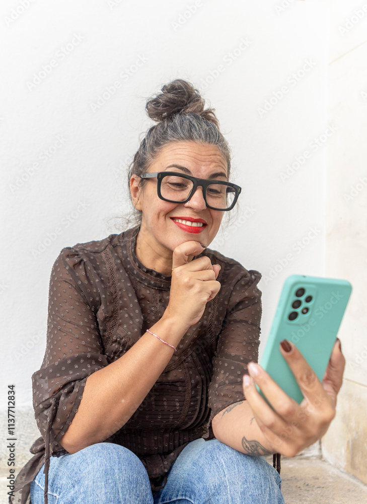 Woman Engaging in Video Call for Sign Language Learning Woman Engaging in Video Call for Sign Language Learning