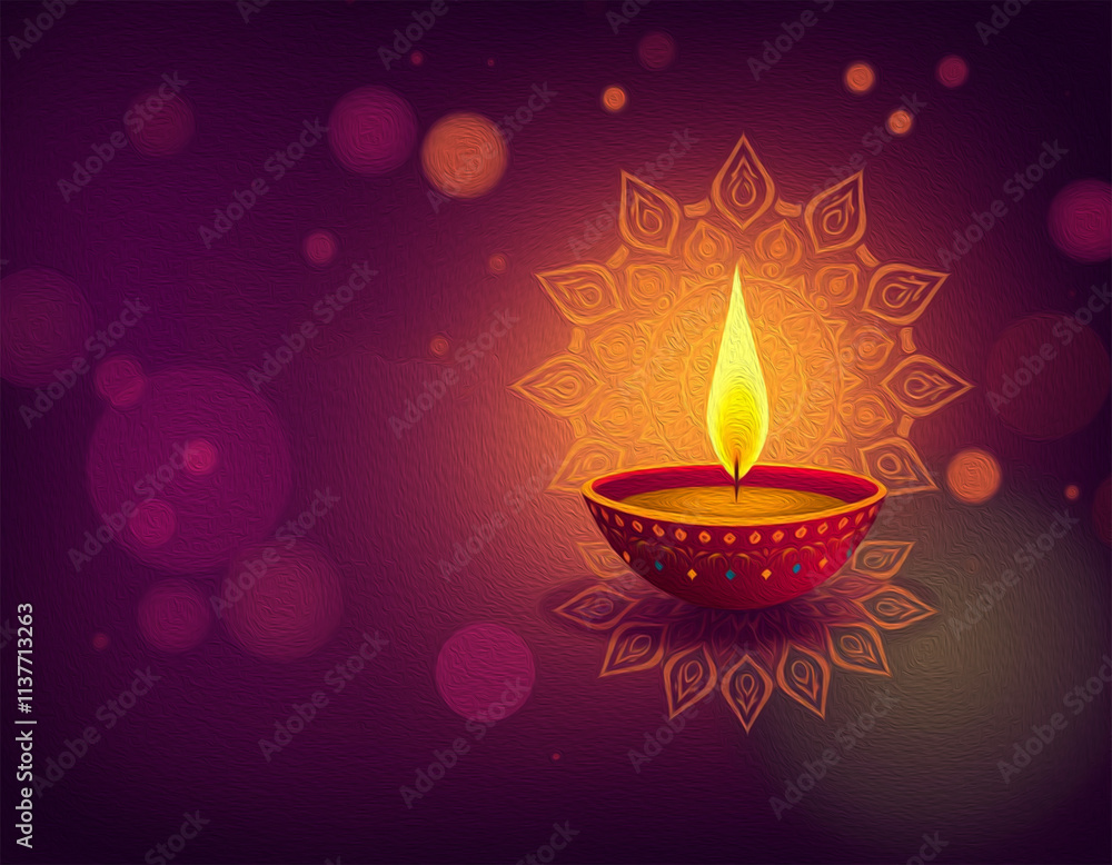 Fototapeta premium Happy Diwali illustration. Pattern for banners, covers, greeting cards, for printing on wall decorations.