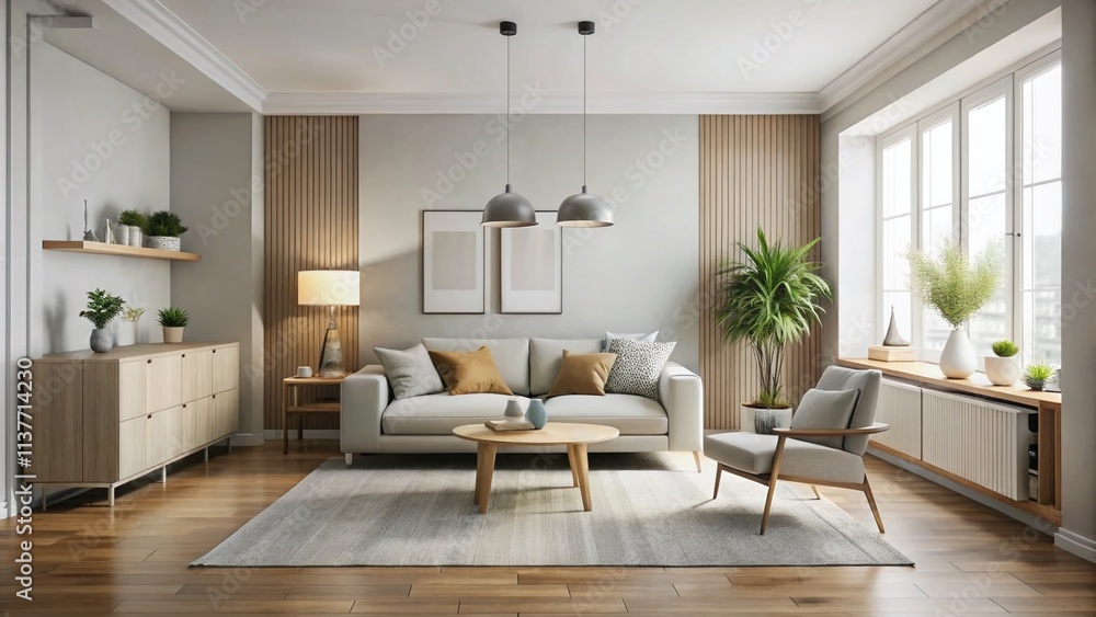 Fototapeta premium Minimalist Home Photography: Clean Lines, Simple Spaces, Modern Interior Design, Cozy Living Room, Bedroom Decor, Home Office Setup, Stylish Apartment, Scandinavian Style, Minimalist Home Decor