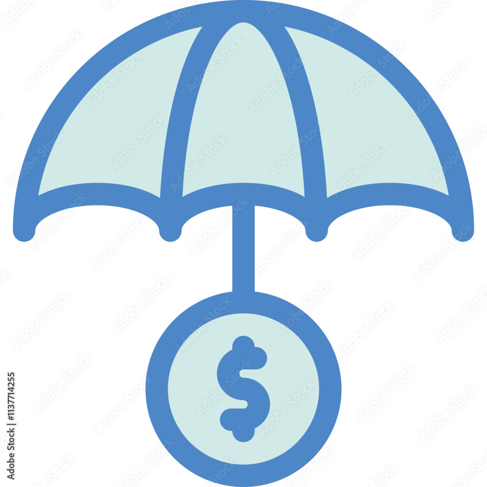 Simple vector icon umbrella, money Simple vector icon umbrella, money