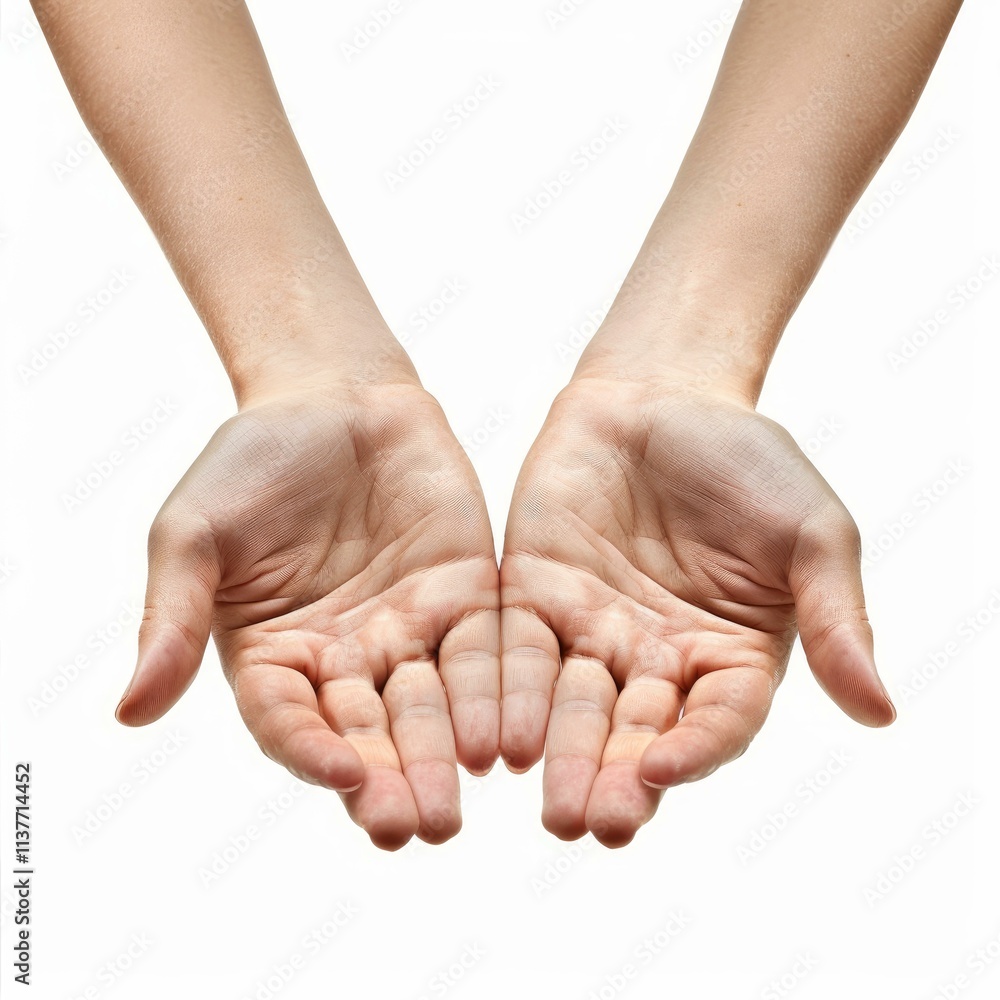 Woman showing open empty hands, offering or receiving something Woman showing open empty hands, offering or receiving something
