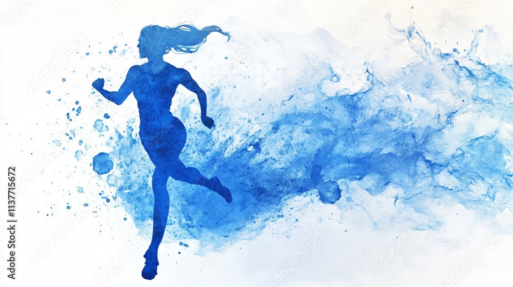 Abstract Watercolor Silhouette of a Female Runner: A Symbol of Athleticism, Grace, and the Pursuit of Excellence Abstract Watercolor Silhouette of a Female Runner: A Symbol of Athleticism, Grace, and the Pursuit of Excellence