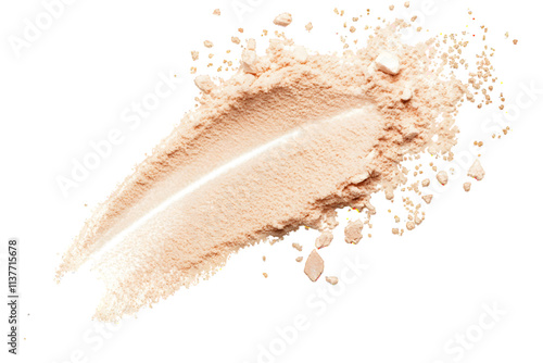 Face powder stroke isolated on white background, top view


