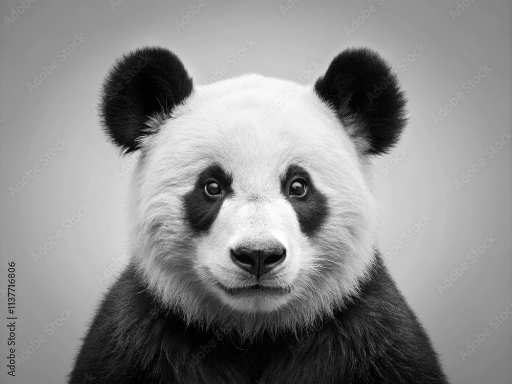 Fototapeta premium Minimalist Panda Show Photos: Cute Black and White Bear Images