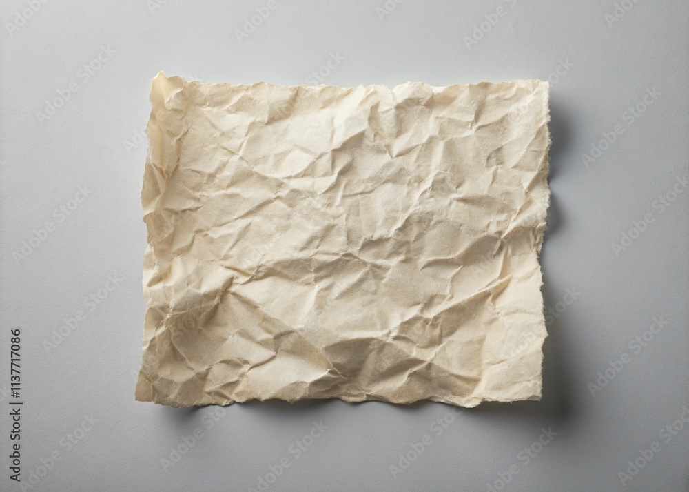 Obraz premium Torn Paper Texture Background, Grey Square, Soft Shadows, Food Photography Overlay, Mockup, Recipe Template, Menu Design