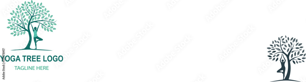 Obraz premium Yoga Tree Logo and icon on white background