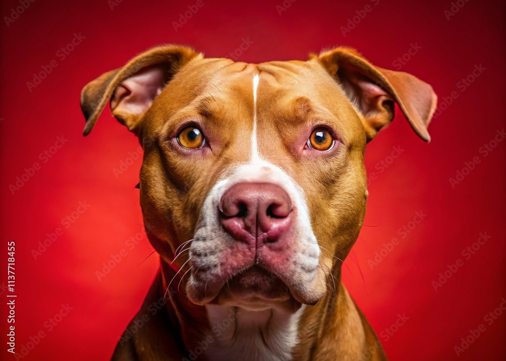 Minimalist Red Pitbull Portrait: Nose Close-up, Simple Background, Red Theme Minimalist Red Pitbull Portrait: Nose Close-up, Simple Background, Red Theme
