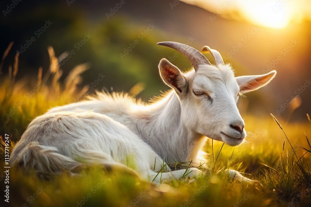 Minimalist Sleeping Goat Photography: Peaceful Farm Animals Resting Serene Nature Scene Minimalist Sleeping Goat Photography: Peaceful Farm Animals Resting Serene Nature Scene