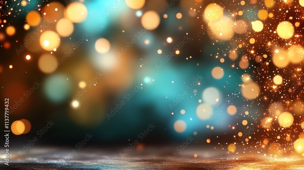 The abstract background features a mesmerizing display of vibrant and blurred colorful lights, creating a dynamic and atmospheric visual effect.