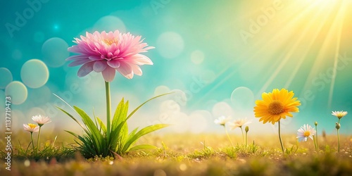 Minimalist Spring Summer Still Life: Whimsical Color Palette AI Art Landscape Photography