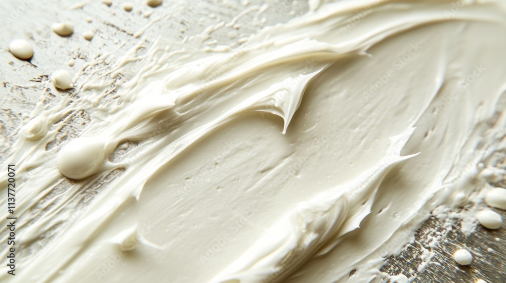 Smooth Creamy Spread on Metal Surface Captured in Close-Up Texture Detail Smooth Creamy Spread on Metal Surface Captured in Close-Up Texture Detail