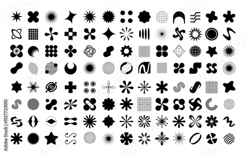 Vector Y2K Elements Illustration. Retro Futuristic Design Collection for Digital Projects