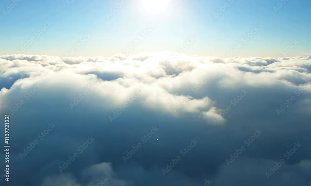An endless flight through the clouds. Daytime. Realistic An endless flight through the clouds. Daytime. Realistic