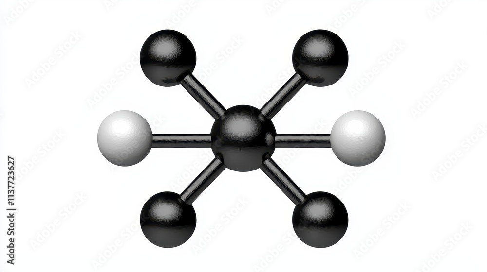 Black and White Molecular Structure on a Light Background Black and White Molecular Structure on a Light Background
