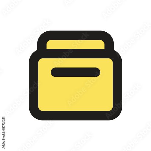 The image shows a simple pixel art representation of a closed yellow box possibly for a game interface. photo