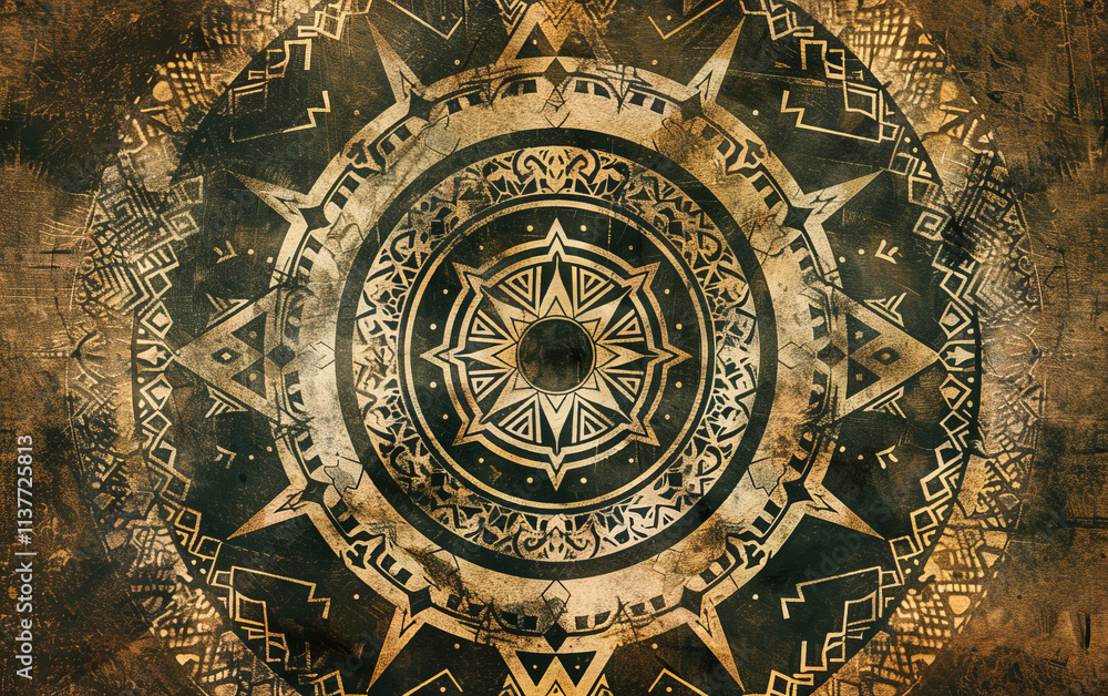 Obraz premium Background with ethnic oriental themes depicting elegant handicraft items with Turkic-Arab Muslim motifs.