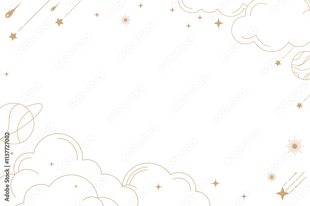 Obraz premium Celestial png frame, aesthetic sky element for planner, transparent background