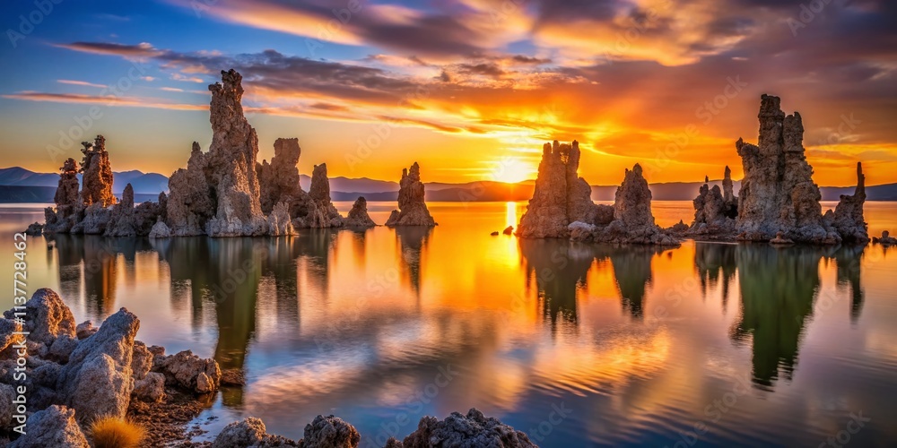 Obraz premium Mono Lake Tufa Towers, California: Stunning Bokeh Photography, Breathtaking Landscape, Natural Wonders