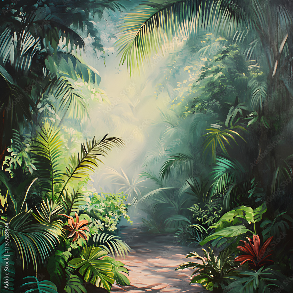 tropical jungle with trees tropical jungle with trees