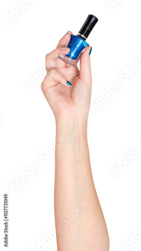 Nail polish bottle png in hand sticker on transparent background