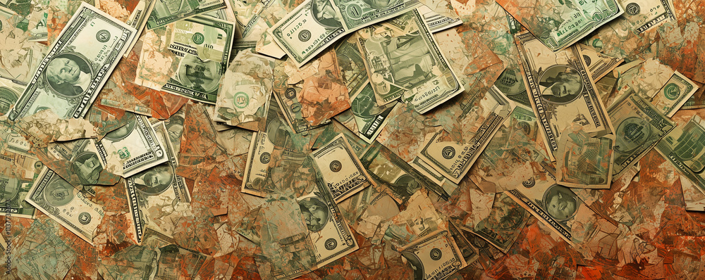 Fototapeta premium Money background. A lot of different dollars bills. texture