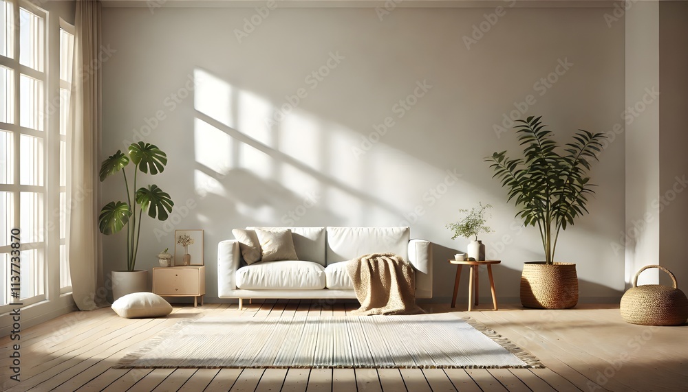 Fototapeta premium Sleek Modern Style with Cozy Seating and Expansive Windows
